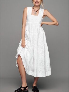 Anthropologie White Eyelet Midi Dress